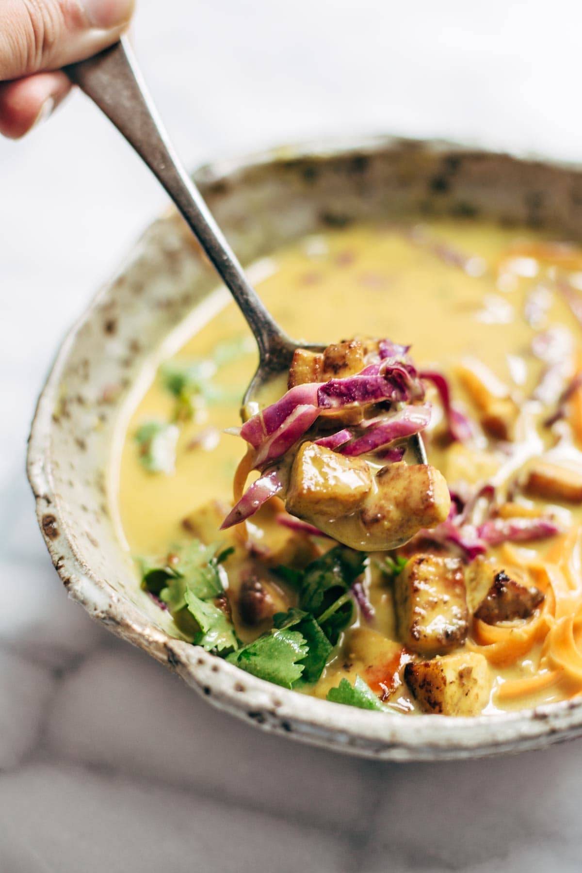 Coconut Curry Soup - this easy recipe can be made with almost ANY vegetables you have on hand! Silky-smooth and full of flavor. Vegetarian and vegan! | pinchofyum.com