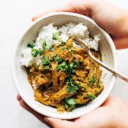 Tandoori chicken in bowl with rice.