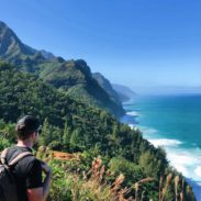 Bjork hiking the Na Pali coast.