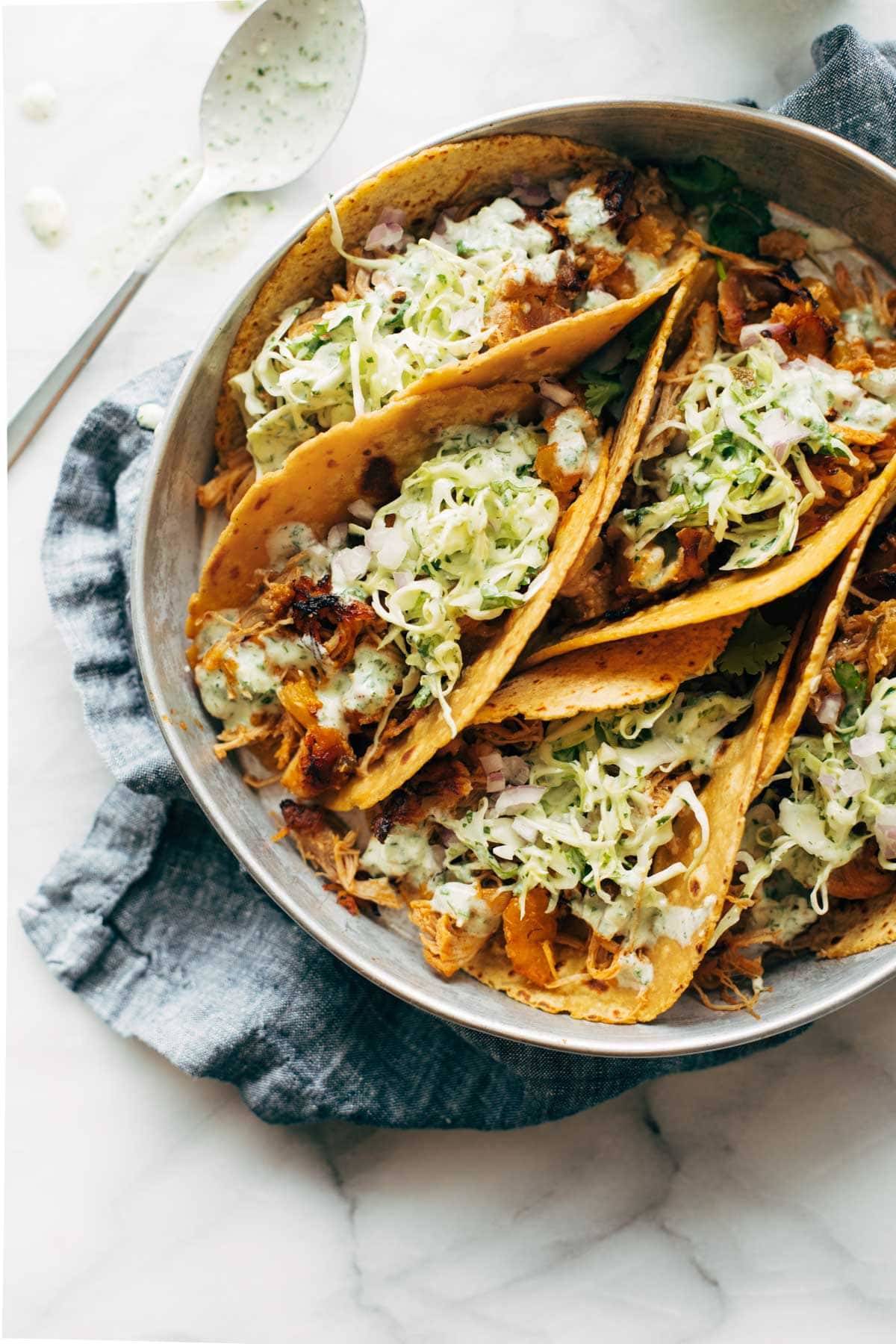 Hawaiian Chicken Tacos on a plate.