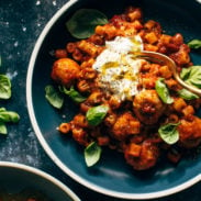 A picture of Instant Pot Pasta and Meatballs with Lemon Herb Ricotta