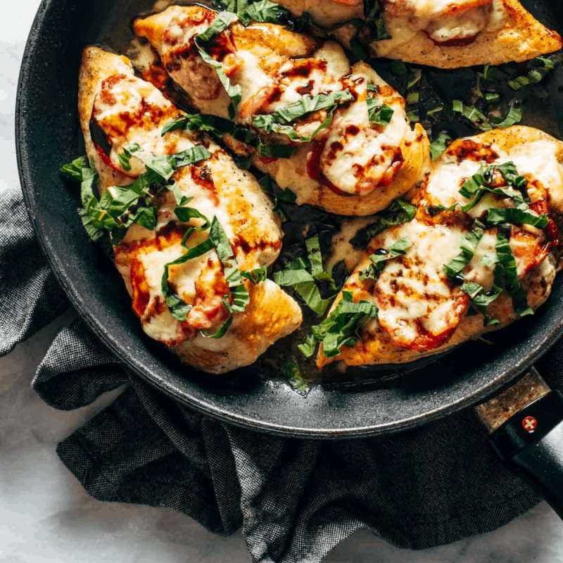 A picture of Caprese Chicken with Smashed Potatoes